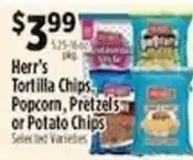 Pioneer Supermarkets Herr's Tortilla Chips, Popcorn, Pretzels or Potato Chips offer