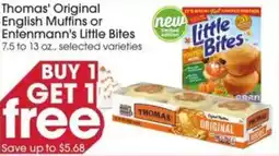 Giant Eagle Thomas' Original English Muffins or Entenmann's Little Bites offer