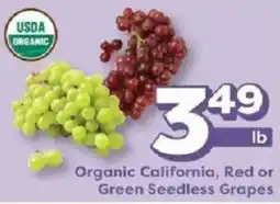 Weis Markets Organic California, Red or Green Seedless Grapes offer