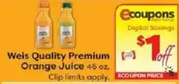 Weis Markets Weis Quality Premium Orange Juice offer