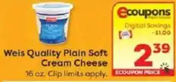 Weis Markets Weis Quality Plain Soft Cream Cheese offer
