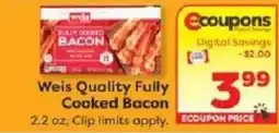Weis Markets Weis Quality Fully Cooked Bacon offer
