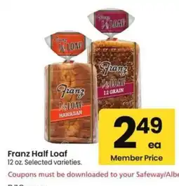 Albertsons Franz Half Loaf offer