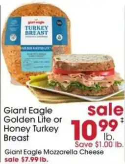 Giant Eagle Giant Eagle Golden Lite or Honey Turkey Breast offer