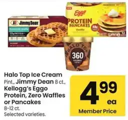 Albertsons Halo Top Ice Cream, Jimmy Dean, Kellogg's Eggo Protein, Zero Waffles or Pancakes offer