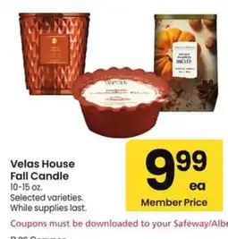 Albertsons Velas House Fall Candle offer