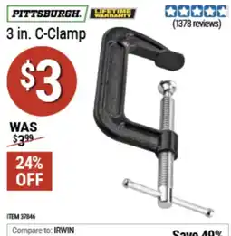 Harbor Freight Tools Pittsburgh 3 in. C-Clamp offer