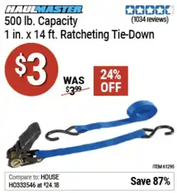 Harbor Freight Tools Haulmaster 1 in. x 14 ft. Ratcheting Tie-Down offer