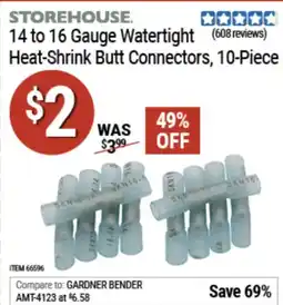 Harbor Freight Tools Storehouse 14 to 16 Gauge Watertight Heat-Shrink Butt Connectors offer