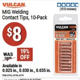 Harbor Freight Tools Vulcan mig welding contact tips offer