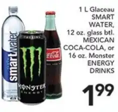 Pete's Fresh Market Glacéau smart water, mexican coca-cola, or monster energy drinks offer