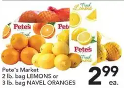 Pete's Fresh Market Pete's Market lemons or navel oranges offer