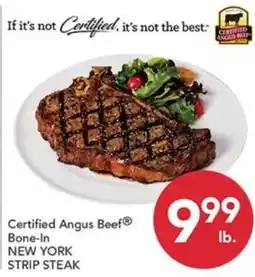 Pete's Fresh Market Certified Angus Beef Bone-In New York Strip Steak offer