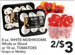 Pete's Fresh Market Hy-vee white mushrooms or tomatoes offer