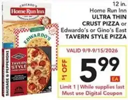 Pete's Fresh Market Home Run Inn Ultra Thin Crust Pizza or Edwardo's or Gino's East Tavern Style Pizza offer