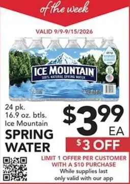 Pete's Fresh Market Ice Mountain spring water offer