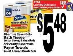Super Saver Charmin Essentials Bath Tissue or Bounty Essentials Paper Towels offer