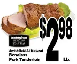 Super Saver Smithfield all natural boneless pork tenderloin offer