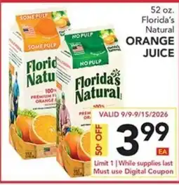 Pete's Fresh Market Florida's Natural orange juice offer