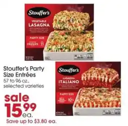 Giant Eagle Stouffer's party size entrées offer