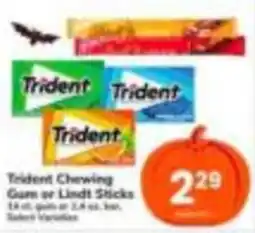 Tom Thumb Trident Chewing Gum or Lindt Sticks offer