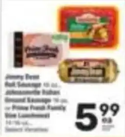 Tom Thumb Jimmy Dean Bulk Sausage, Johnsonville Sausage, or Prime Fresh Family Size Luncheon Meat offer