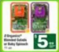 Tom Thumb J Organics® Blended Salads or Baby Spinach offer