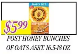 Fine Fare Post honey bunches of oats offer