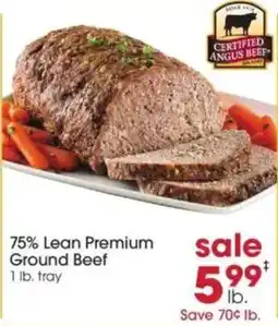 Giant Eagle Certified Angus Beef 75% Lean Premium Ground Beef offer