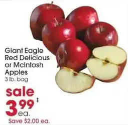 Giant Eagle Giant Eagle Red Delicious or McIntosh Apples offer