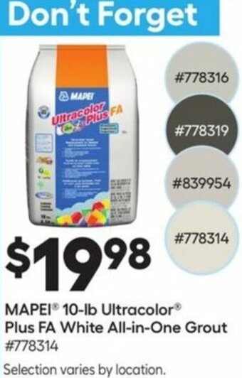 Lowe's Mapei 10-LB Ultracolor Plus FA White All-in-One Grout offer