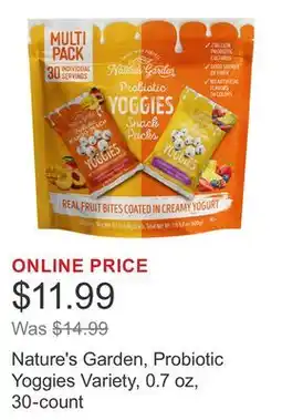 Costco Nature's Garden, Probiotic Yoggies Variety, 0.7 oz, 30-count offer