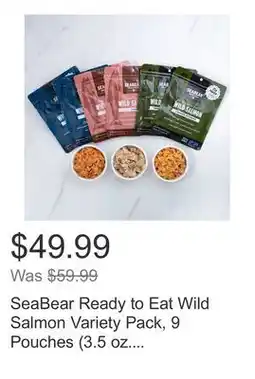 Costco SeaBear Ready to Eat Wild Salmon Variety Pack, 9 Pouches (3.5 oz. each) offer