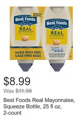 Costco Best Foods Real Mayonnaise, Squeeze Bottle, 25 fl oz, 2-count offer