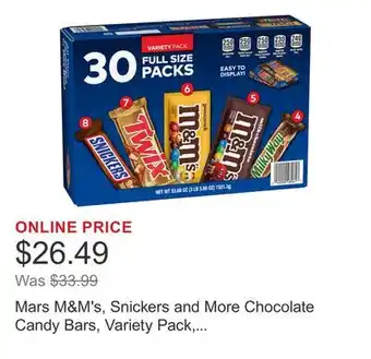 Costco Mars M&M's, Snickers and More Chocolate Candy Bars, Variety Pack, 30-count offer