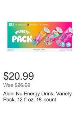 Costco Alani Nu Energy Drink, Variety Pack, 12 fl oz, 18-count offer