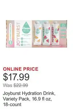 Costco Joyburst Hydration Drink, Variety Pack, 16.9 fl oz, 18-count offer