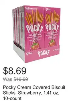 Costco Pocky Cream Covered Biscuit Sticks, Strawberry, 1.41 oz, 10-count offer