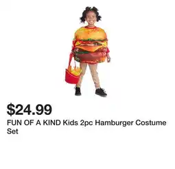 Marshalls FUN OF A KIND Kids 2pc Hamburger Costume Set offer