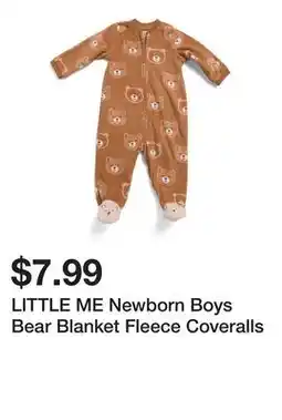 Marshalls LITTLE ME Newborn Boys Bear Blanket Fleece Coveralls offer