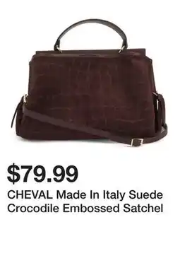 Marshalls CHEVAL Made In Italy Suede Crocodile Embossed Satchel offer