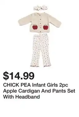 Marshalls CHICK PEA Infant Girls 2pc Apple Cardigan And Pants Set With Headband offer