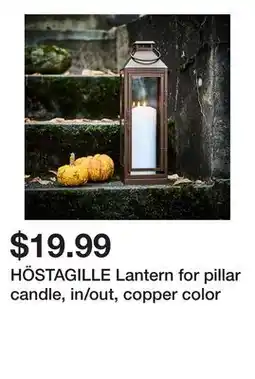 Ikea HÖSTAGILLE Lantern for pillar candle, in/out, copper color offer
