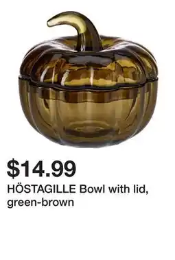 Ikea HÖSTAGILLE Bowl with lid, green-brown offer