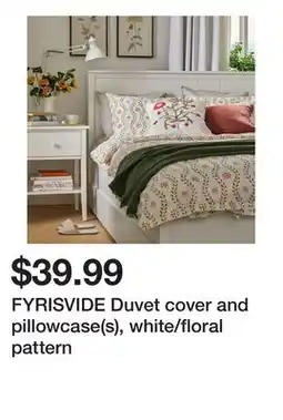 Ikea FYRISVIDE Duvet cover and pillowcase(s), white/floral pattern offer