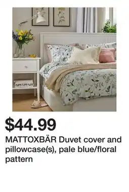 Ikea MATTOXBÄR Duvet cover and pillowcase(s), pale blue/floral pattern offer