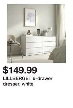 Ikea LILLBERGET 6-drawer dresser, white offer