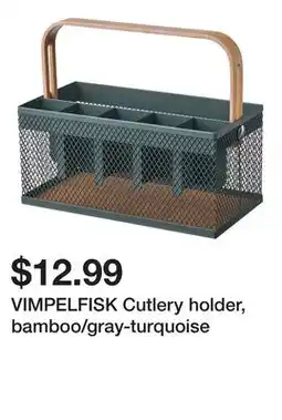Ikea VIMPELFISK Cutlery holder, bamboo/gray-turquoise offer