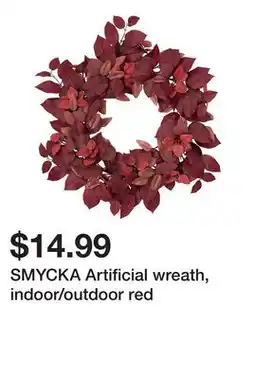 Ikea SMYCKA Artificial wreath, indoor/outdoor red offer