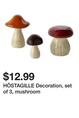 Ikea HÖSTAGILLE Decoration, set of 3, mushroom offer